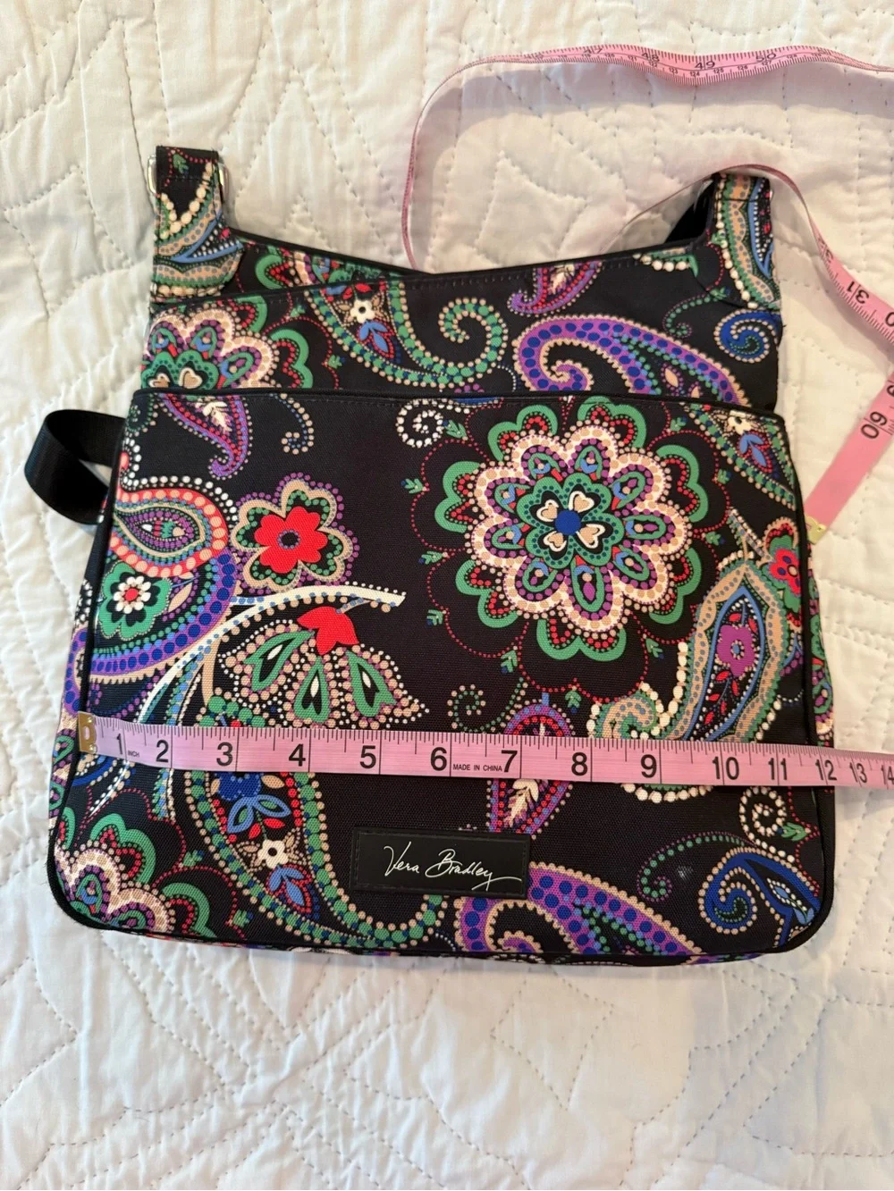 Vera Bradley Black Crossbody with Multicolor Paisley Floral Design